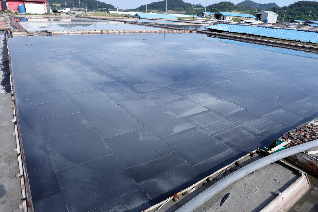 Final evaporation pond lined with black tiles